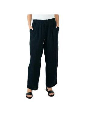 Coldwater Creek Womens Black Gauze Pull-On Pants 30" Inseam XS Loose Fit